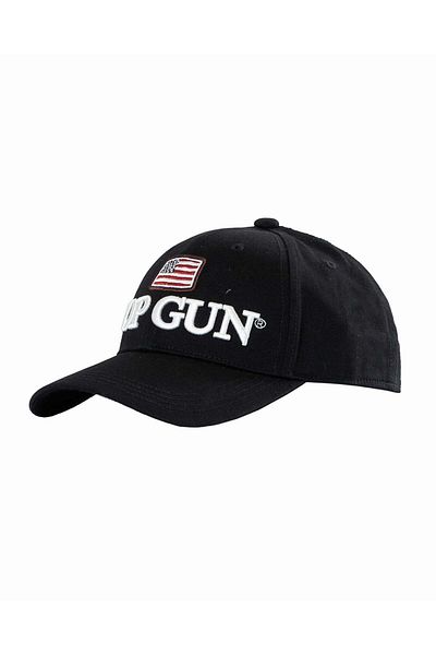 TOP GUN Logo and Flag Cap Embroidered Cotton Hat for Men Adjustable Fit with Patriotic Design