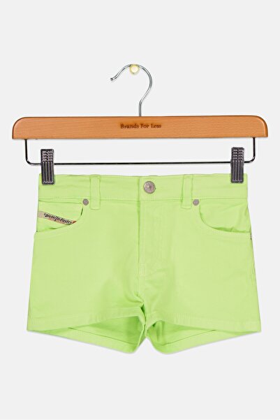 Diesel Toddlers Girl Solid Denim Shorts, Lime Green