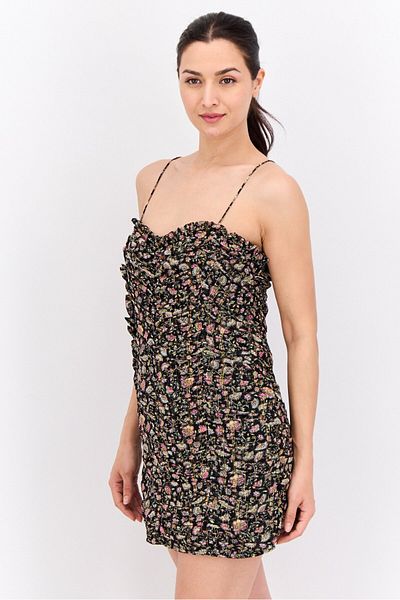 MANGO Woman Women Floral Print Mini Dress, Multicolor