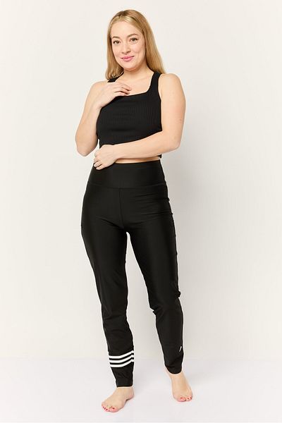adidas بنطلون سباحة نسائي بثلاثة خطوط، أسود