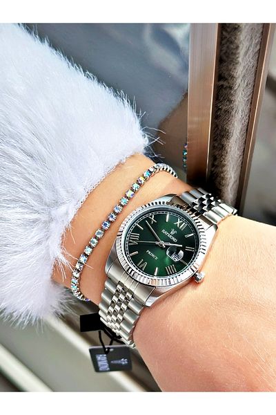 Raymond Silver Color Roman Numeral Steel Elite Classic Women Wrist Watch + Bracelet