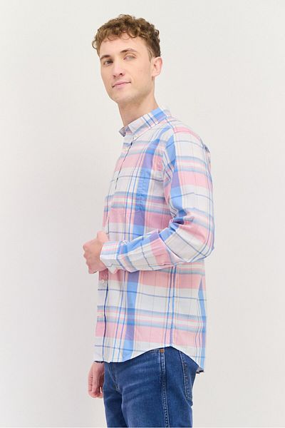 GAP Men Regular Fit Checkered Long Sleeves Casual Shirt, White