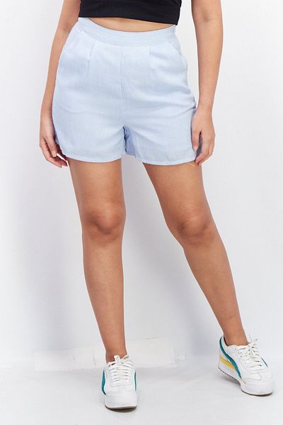 NA-KD Women Checkered Pull On Short, Blue