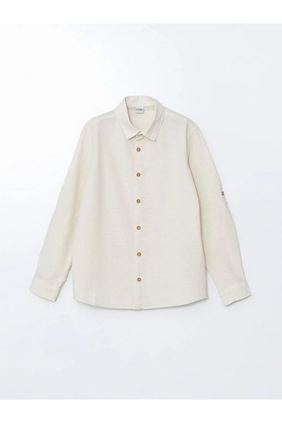 LC Waikiki Lcw Kids Ecru Long Sleeve Boy's Shirt
