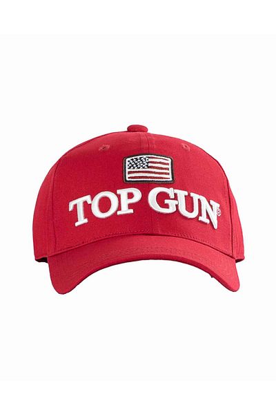 TOP GUN Logo and Flag Cap Embroidered Cotton Hat for Men Adjustable Fit with Patriotic Design