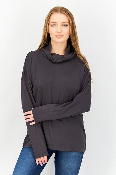 Esprit Women High Neck Plain Sweater, Grey
