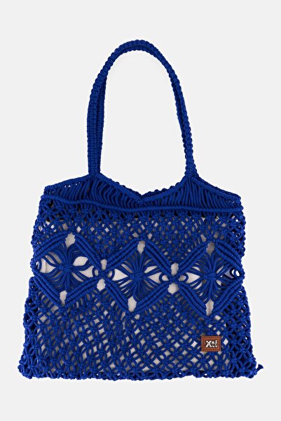 XTI Women Crochet Beach Bag 35 H x 36 L x 2 W cm, Blue