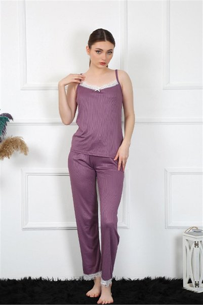 Mestore Fashion Line Women's Rope Strap Plum Pajama Set 4136