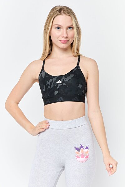 adidas Women Brand Logo Padded Sports Bra, Black