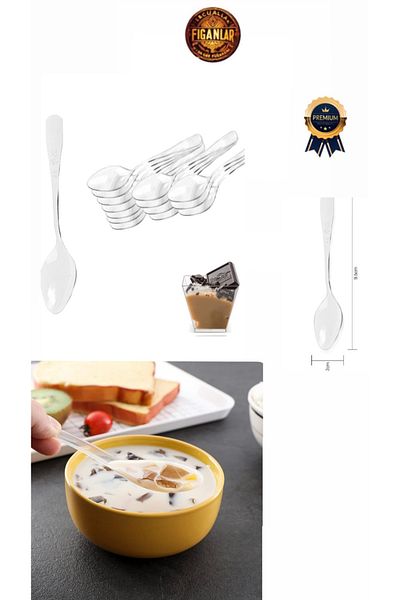 figanlar ambalaj 12.5 cm Thick Hard Plastic Small Sup Egyptian Dessert Spoon Transparent Color 100 Pieces