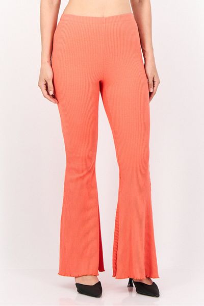 aerie Women Regular Fit Flare Ribbed Pants, Red