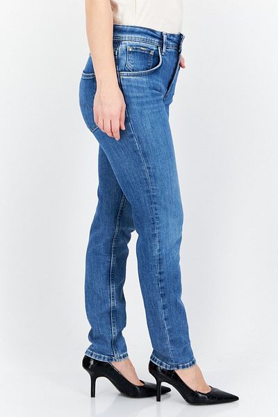 Pepe Jeans Women Mom Fit Solid Stretchable Denim Jeans, Blue