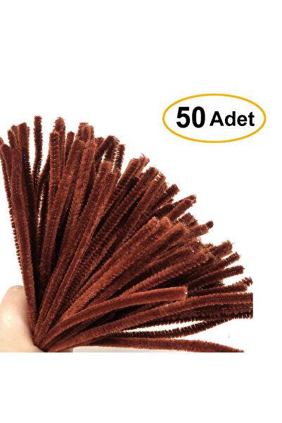 Hobialem 50 Adet - Kahverengi Şönil, Tüylü Tel, Eğitici Şönil Seti, 30 cm, Pe...