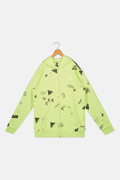 adidas Kids Boy Sportswear Fit Long Sleeves Outdoor Sweatshirt, Light Green