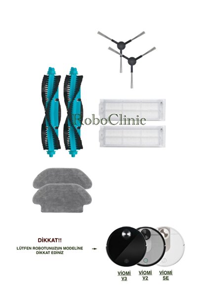 Roboclinic Xiaomi Mop Pro / Viomi SE-V2-V3-V2Pro-V3Pro Uyumlu Yedek Fırça,Hep...