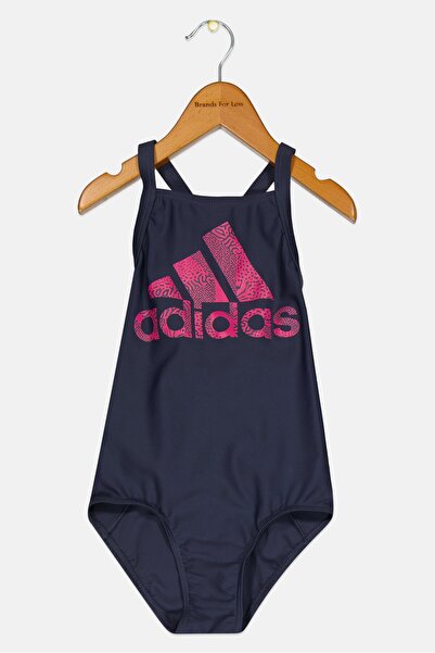 adidas ملابس سباحة قطعة واحدة بدون أكمام بشعار العلامة التجارية للأطفال البنا...