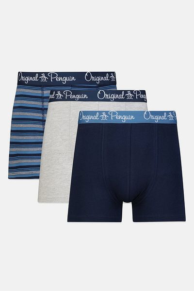 PENGUİN Men 3 Pack Brand Logo Trunks, Multicolor