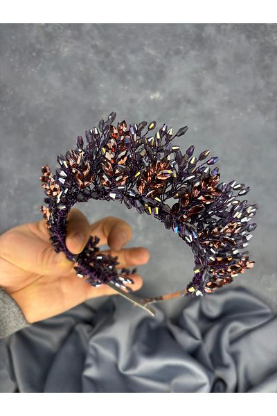 Hayalperest boncuk Elisa Design Beaded Bridal Henna Crown Hair Accessory