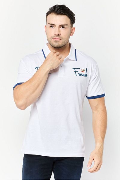 PAUL FRANK Men Regular Fit Brand Logo Short Sleeves Polo Shirt, White