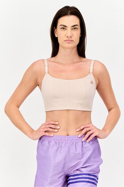 adidas Women Brand Logo Non-padded Sports Bra, Dusty Rose
