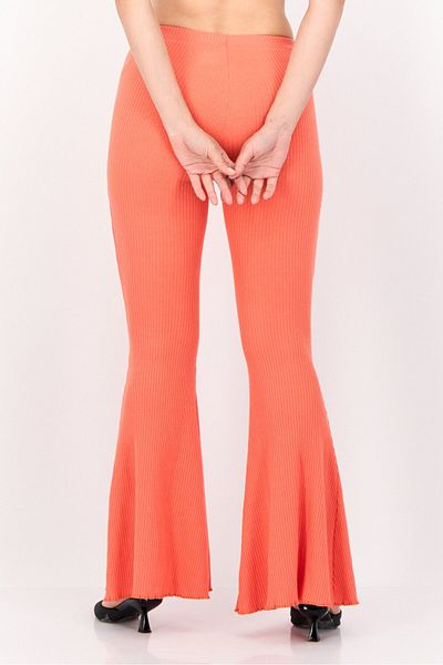 aerie Women Regular Fit Flare Ribbed Pants, Red