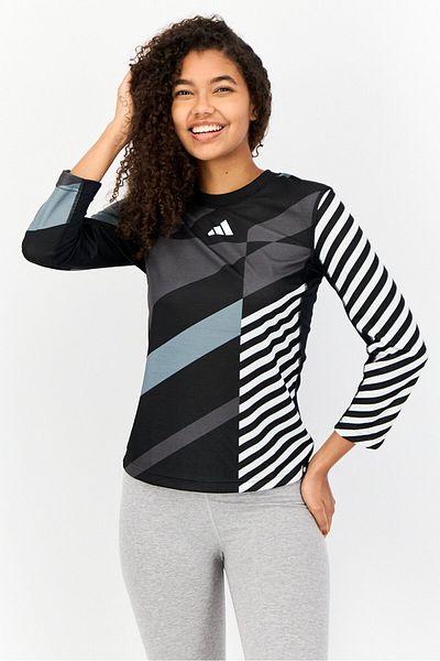 adidas Women Slim Fit 3/4 Sleeve Tennis T-Shirt, Black