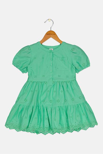 GAP Toddlers Girl Embroidered Pull Over Dress, Light Green