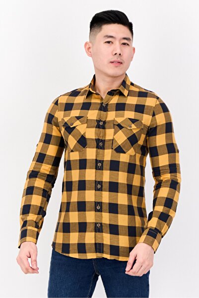 DeFacto Men Slim Fit Checkered Long Sleeve Casual Shirt, Multicolor
