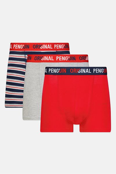 Original Penguin سراويل داخلية رجالية بشعار العلامة التجارية، 3 قطع، متعددة الألوان