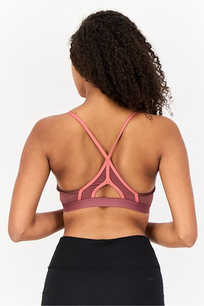 adidas Women Brand Logo Padded Yoga Sports Bra, Mauve