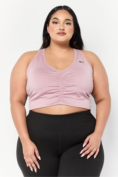 Puma Women Brand Logo Padded Sports Bra, Mauve