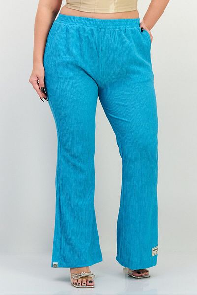 The Giving Movement Women Regular Fit Textured Flare Pants, Turquoise