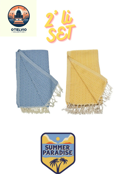 OTELVIO Σετ OTELVİO με 2 πετσέτες θαλάσσης Peshtemal, 100% βαμβάκι, Xxl 100x1...