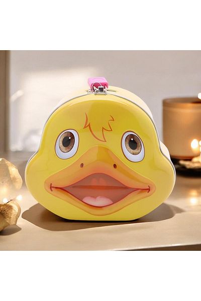 VEYORA Cute Decorative Duck Figurine Design Piggy Bank with Key