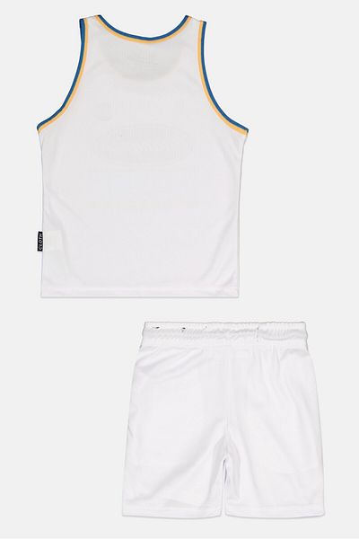 Brooklyn Kids Boy 2 Pieces Graphic Cycling Jersey And Shorts Set, White