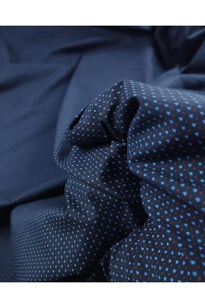 Kumaş Parça Ποπλίνα υφαντό με κόκκινο σχέδιο πάνω από Navy Blue (Πλάτος 140 cm x Μήκος 130 cm)