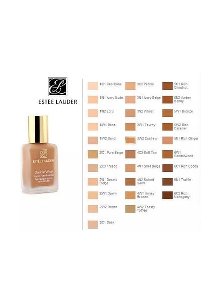 Estee Lauder كريم أساس دبل وير ستاي إن بليس من إستي لودر، لون فانيليا دافئ 2w0 Nib