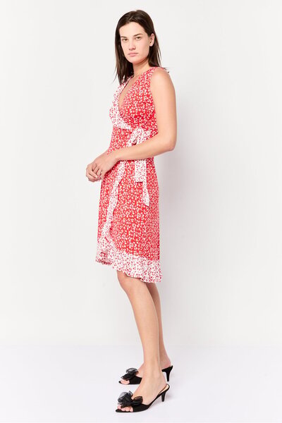 Phase Eight Women Floral Print Wrap Dress, Red