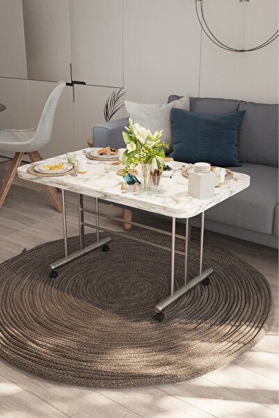 Avenza living Tekerli Masa Orta Sehpa 70x110 Metal Ayak