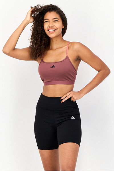 adidas Women Brand Logo Padded Yoga Sports Bra, Mauve
