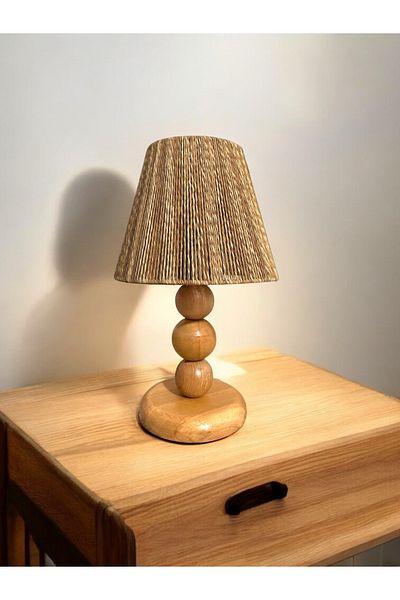 KorFam Wicker Handmade Bohemian Wooden Leg Rustic Lampshade