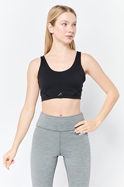 adidas Women Brand Logo Padded Sports Bra, Black
