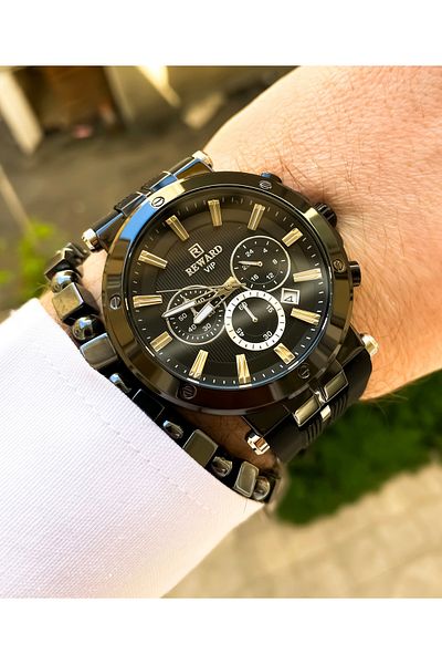 Reward Black Color Silicone Cord Waterproof 100% Original Men Wrist Watch