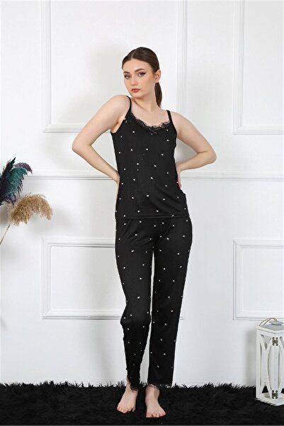 Mestore Fashion Line Women's Rope Strap Black Pajama Set 4138