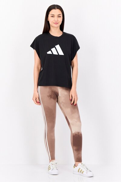 adidas تي شيرت رياضي نسائي بأكمام قصيرة للتدريب، أسود