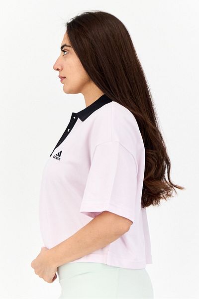adidas Women Sportswear Fit Short Sleeve Outdoor Crop Polo Shirt, Lavender