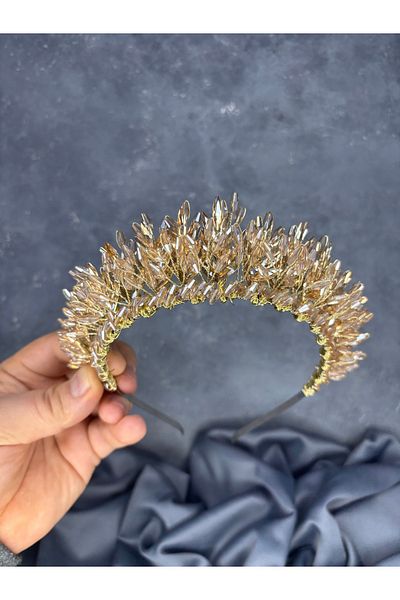 Hayalperest boncuk River Beaded Bridal Henna Crown Hair Accessory