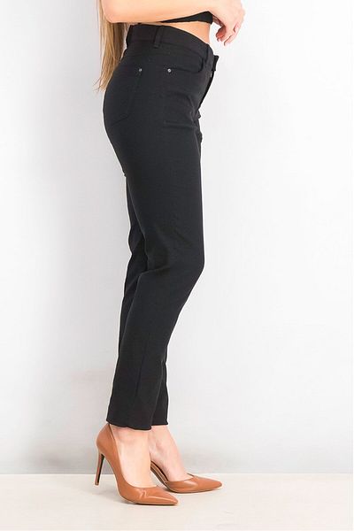 Tchibo Women Regular Fit Plain Straight Leg Pants, Black