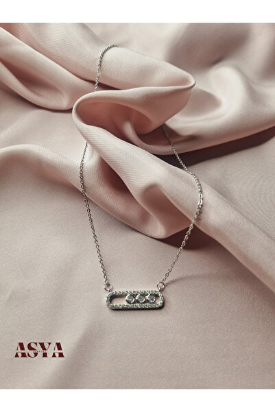 Asya Işıltı Bar Gümüş Renk Çelik Kolye