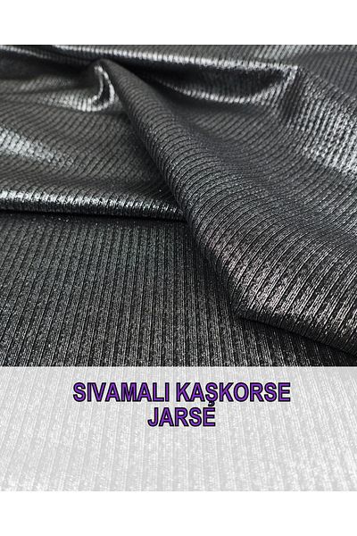 Kumaş Parça Μαύρο Λαμέ Φύλλο Τζέρσεϊ (Πλάτος 140 cm x Μήκος 120 cm)